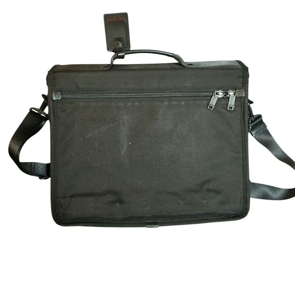 Tumi Black Laptop Briefcase Messenger Bag Men